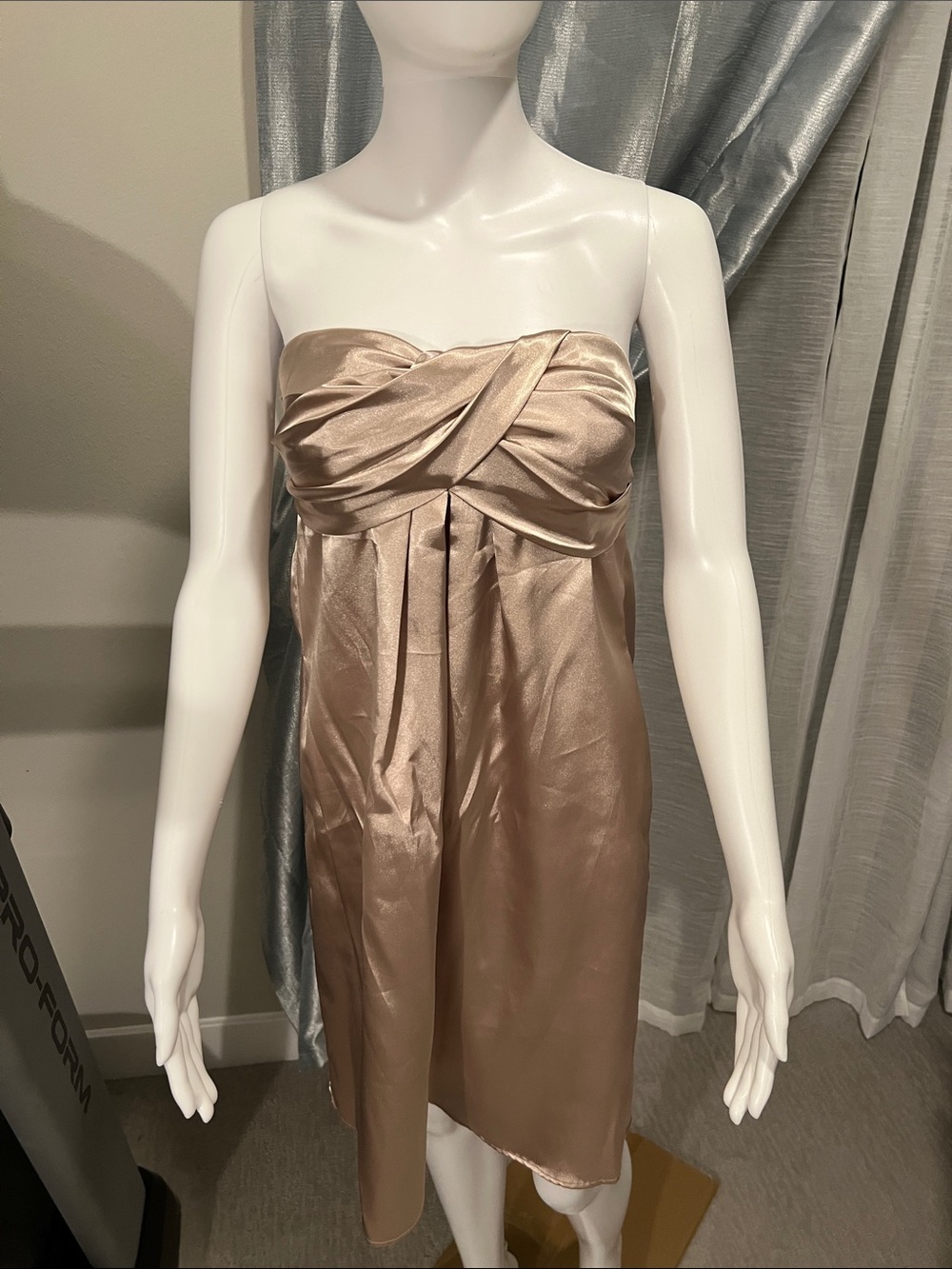 Forever 21 Strapless Satin Twist Dress in Champagne Beige